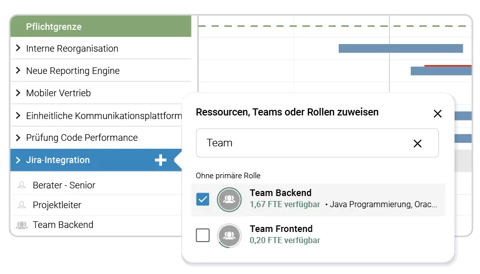 Übersicht der verfügbaren Teamkapazitäten direkt in Meisterplan.