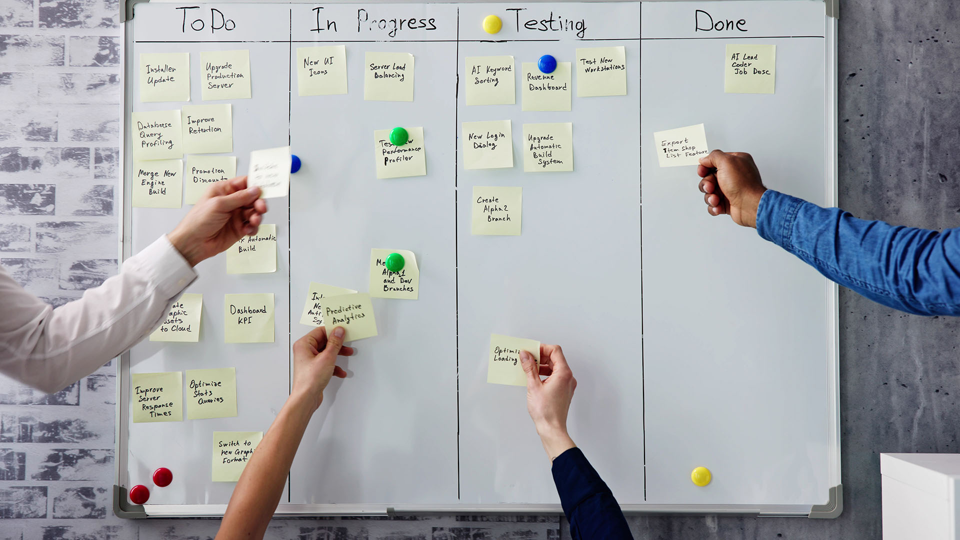 Projekte die mithilfe von Post-its organisiert werden