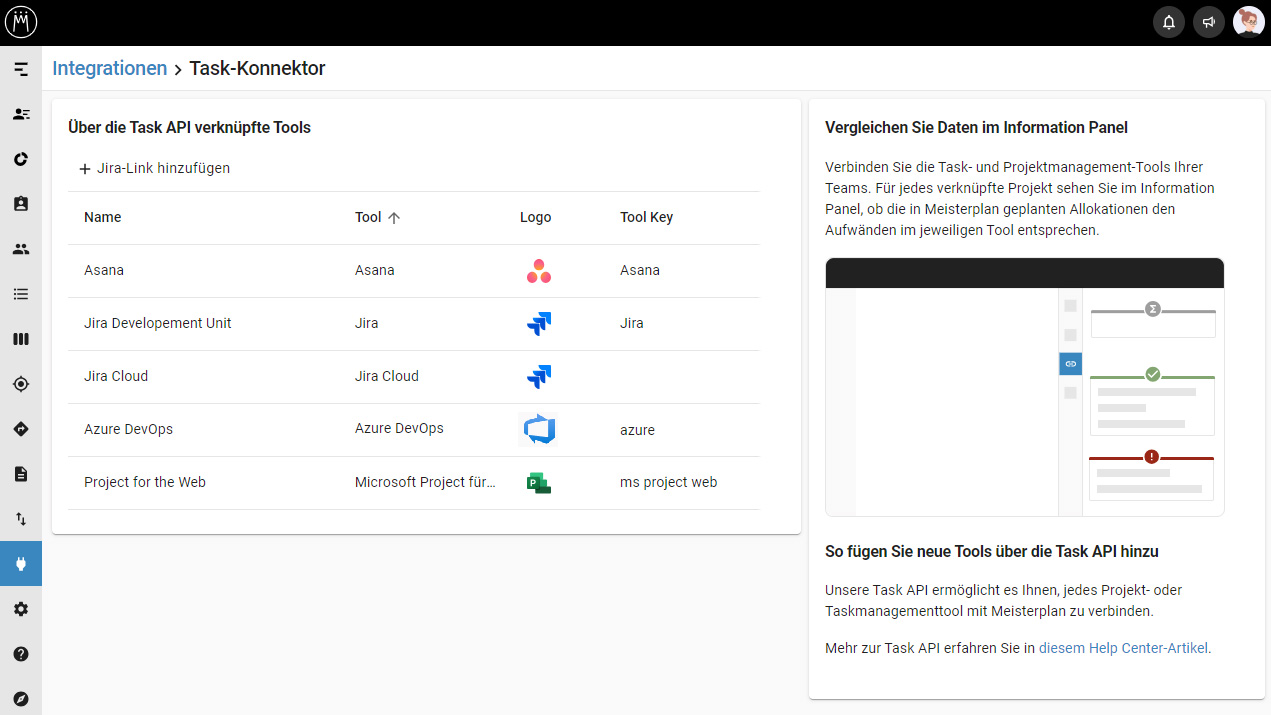 Task-Konnektor in Meisterplan