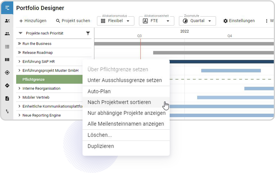 Projektwert- und Rang