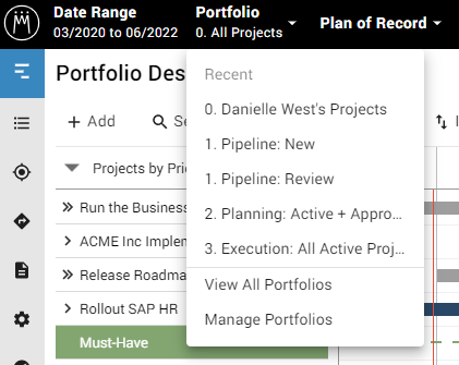 Manage Portfolios in Meisterplan