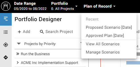 Manage Scenarios in Meisterplan