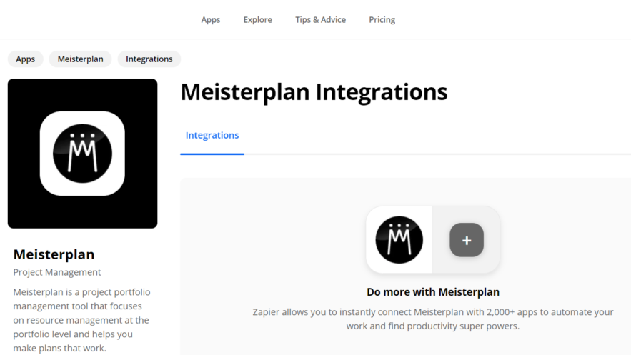 Meisterplan Zapier Integration