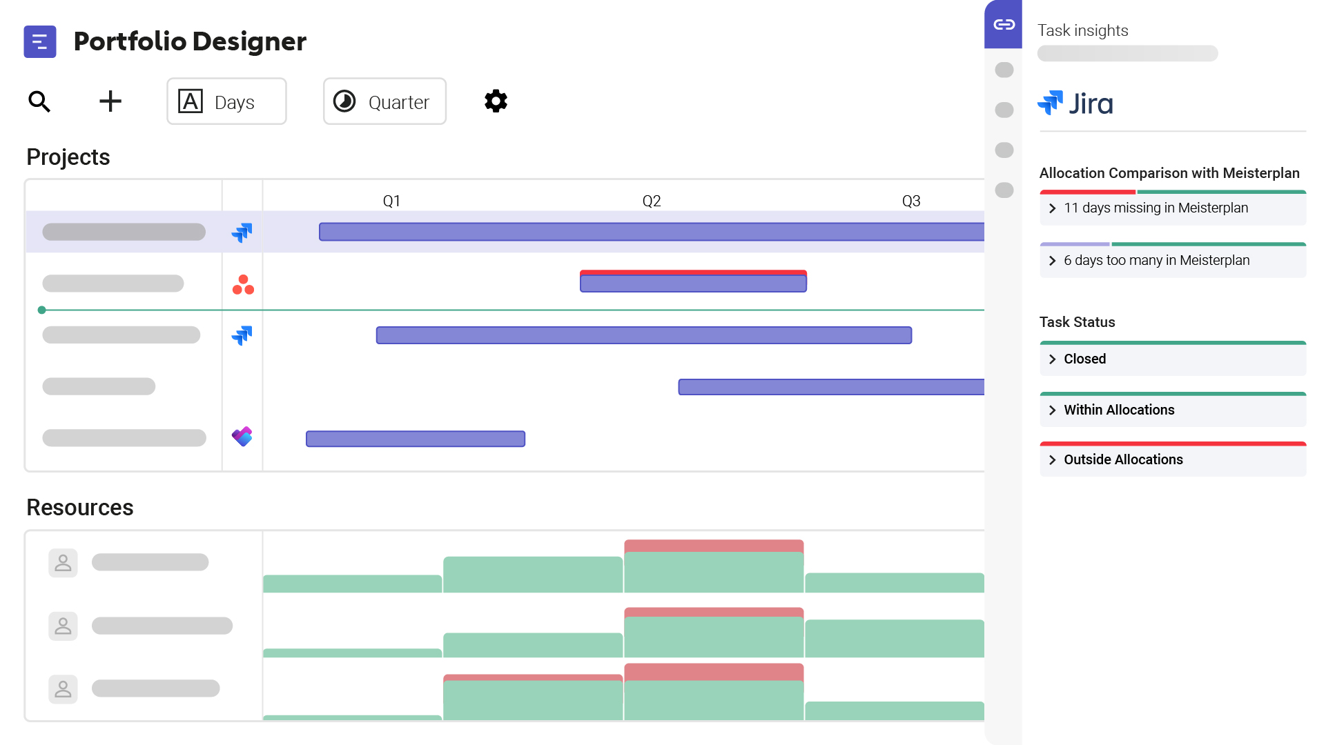 Portfolio Designer with Jira Info Panel Mock