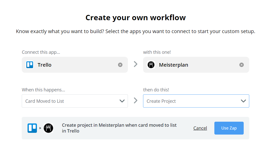 Meisterplan Zapier Integration Project Intake