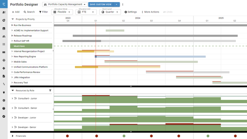 portfolio designer showing progression by project