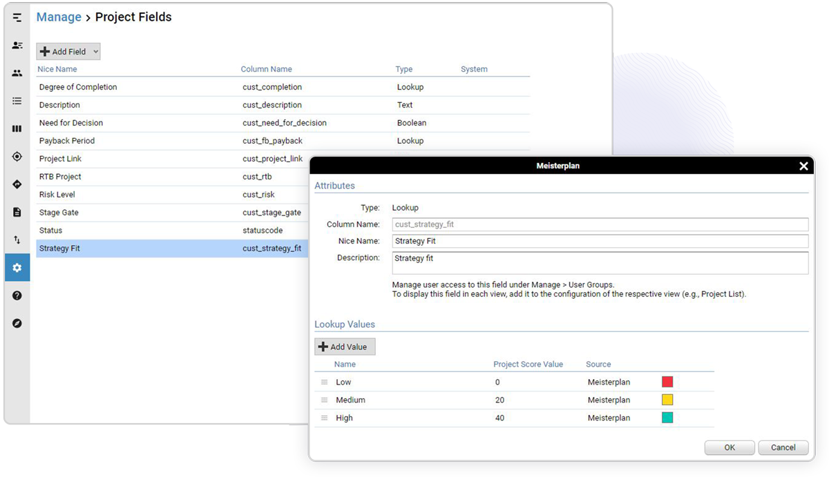 Project Scoring Criteria Screenshot