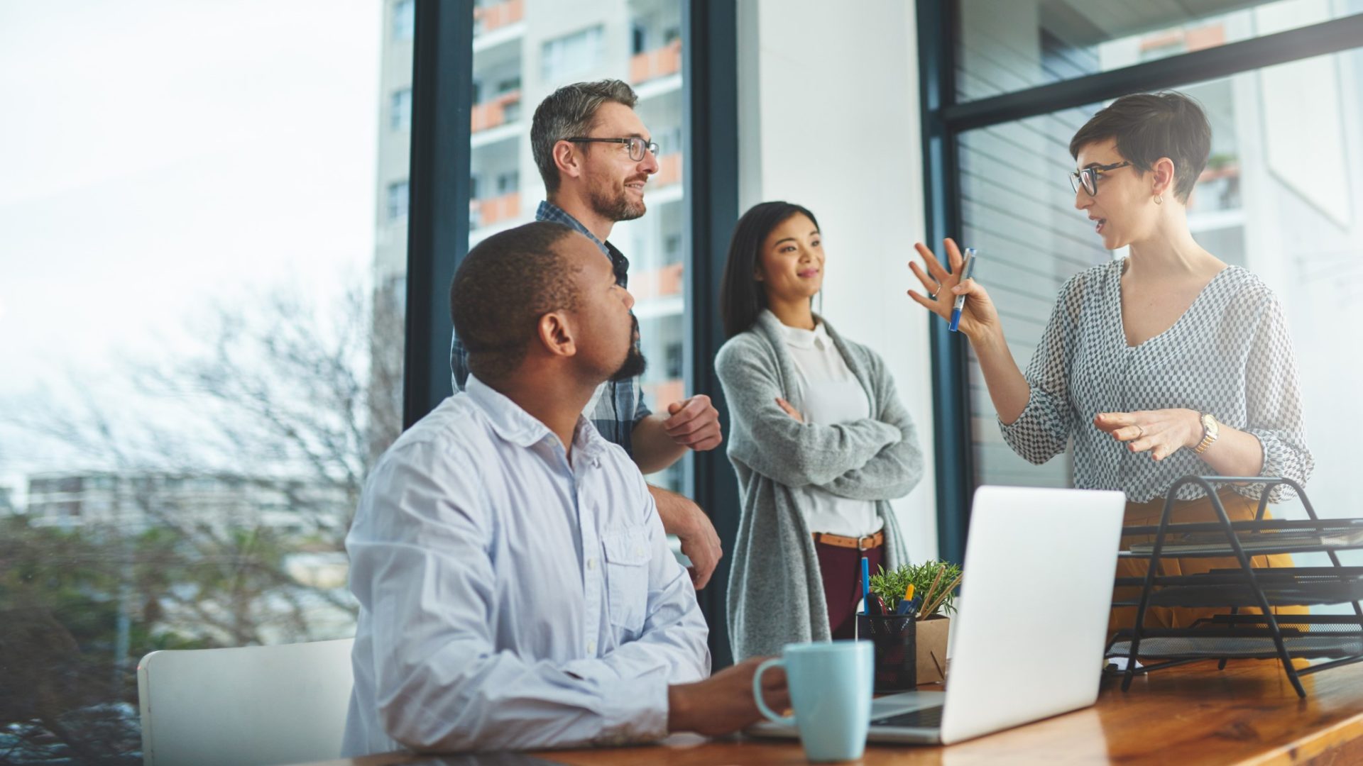 People discussing a plan in a meeting